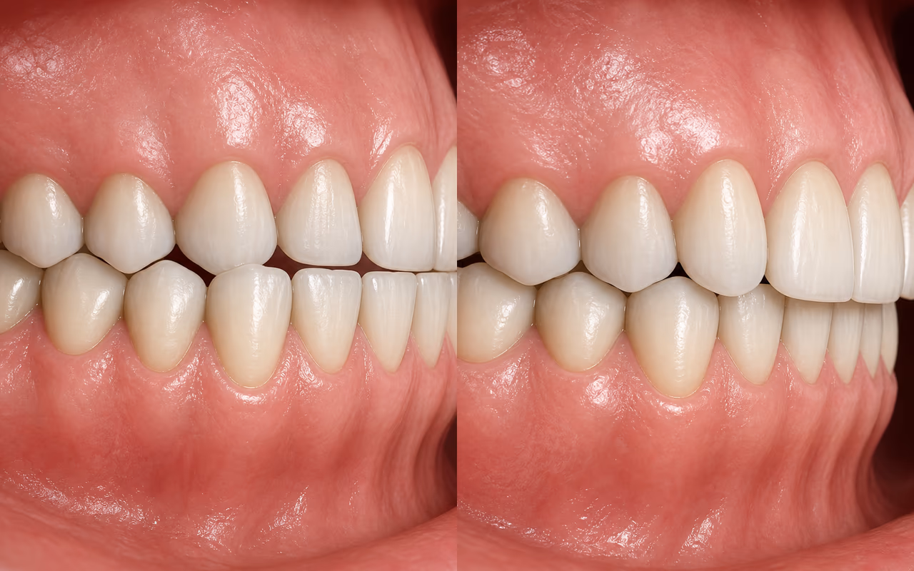 Side profile examples of an underbite and an overbite