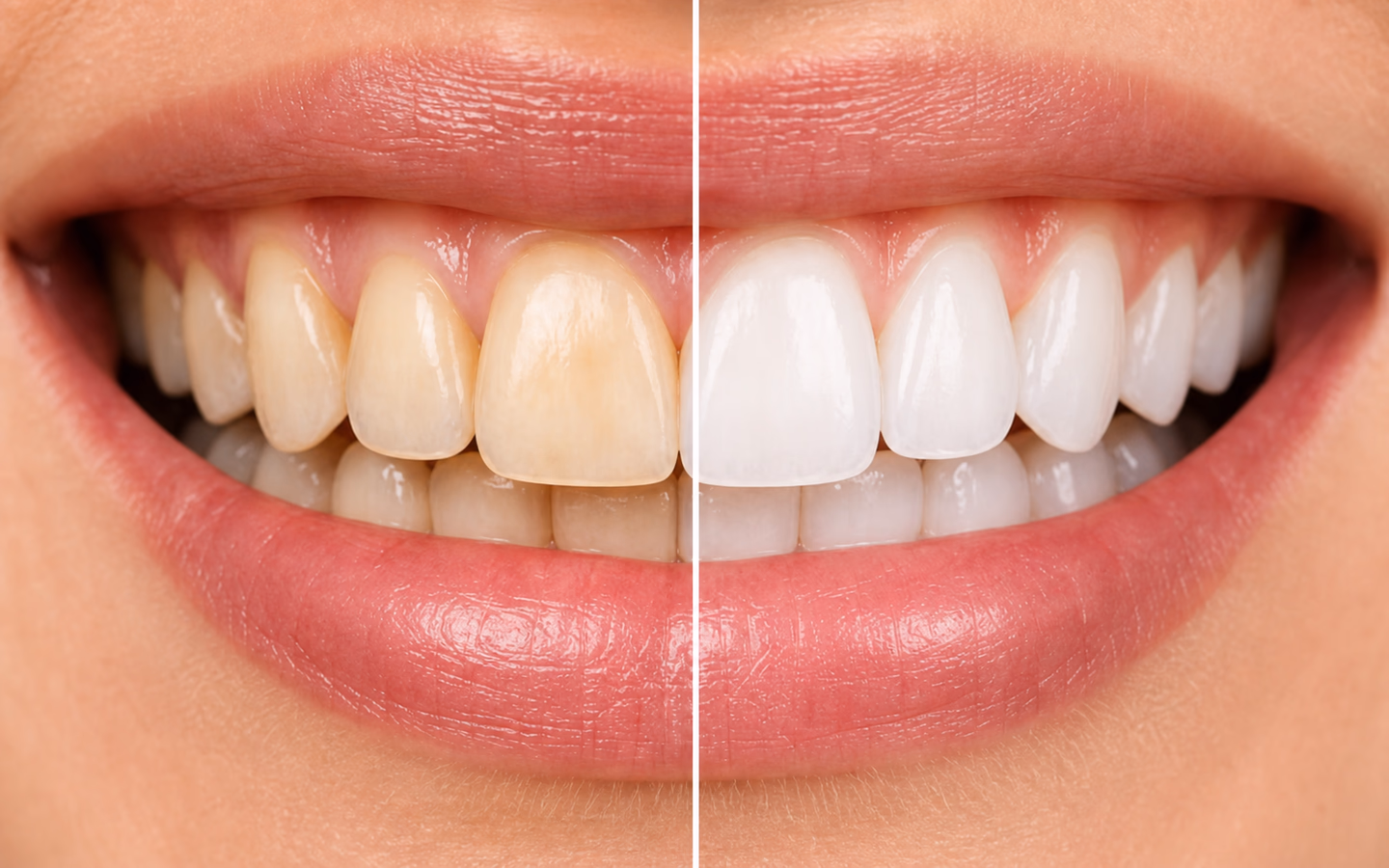 Illustrative comparison of stained teeth and a brighter smile